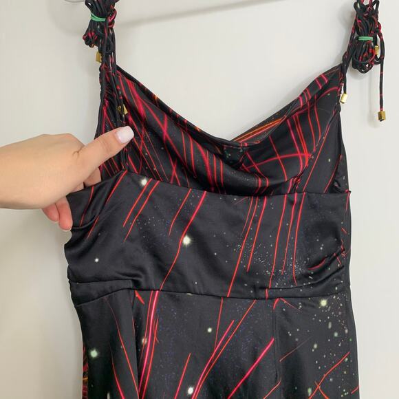 Retrofete Ariella Silk-blend Mini Dress In Black Fireworks Womens Medium - Picture 9 of 16